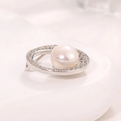 Hollow exaggerated large round inlaid fine diamond 925 sterling silver freshwater pearl pendant