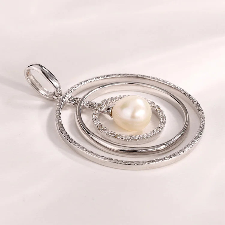 Customizable fine jewelry custom design freshwater pearl 925 sterling silver circle pendant