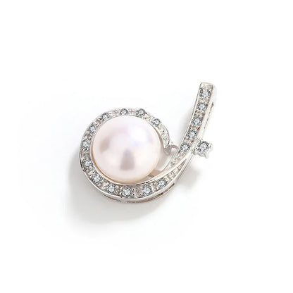 Exquisite fashion women 925 sterling silver frame fine cz diamond set freshwater pearl circle round pendant