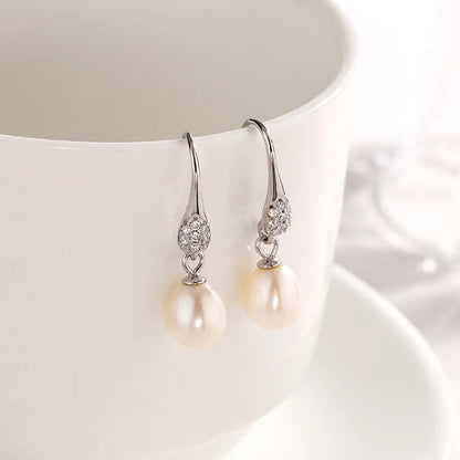 2024 fashion custom wholesale zircon wholesale women western 925 silver waterdrop fresh water natural pearl earring