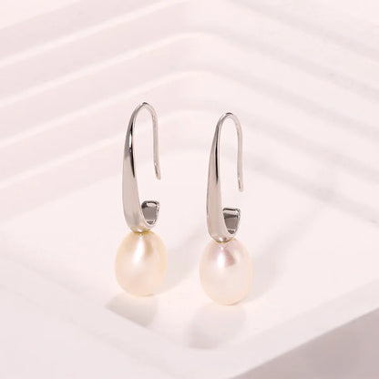 7.5 mm 7mm pearl fashion delicate 925 sterling silver freshwater cultured pearl fish hook earrings