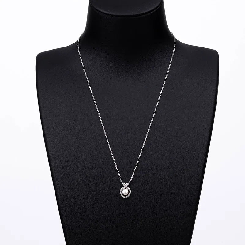 Custom lab moissanite diamond fresh water pearl 925 sterling silver chain s925 necklace for women