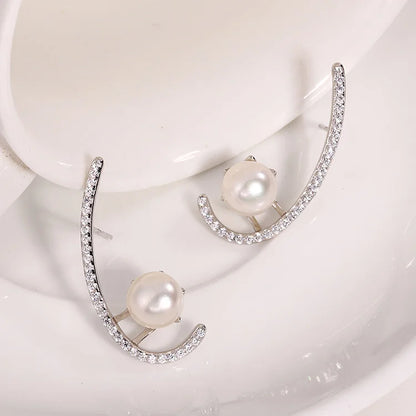 Wholesale bulk oem fine fashion jewelry 925 sterling silver natural pearl diamond luxury women earrings