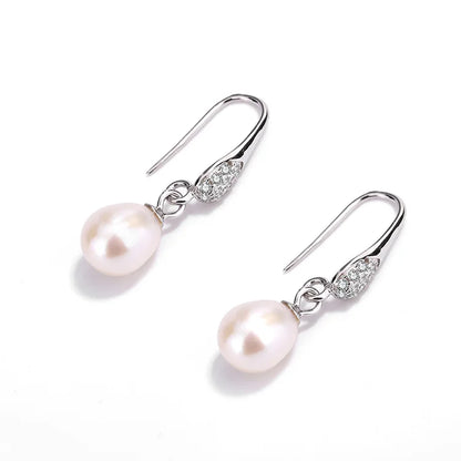 2024 fashion custom wholesale zircon wholesale women western 925 silver waterdrop fresh water natural pearl earring