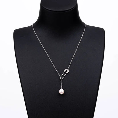 925 sterling silver women teardrop pearl charm drop pendant necklace with pearl pendant