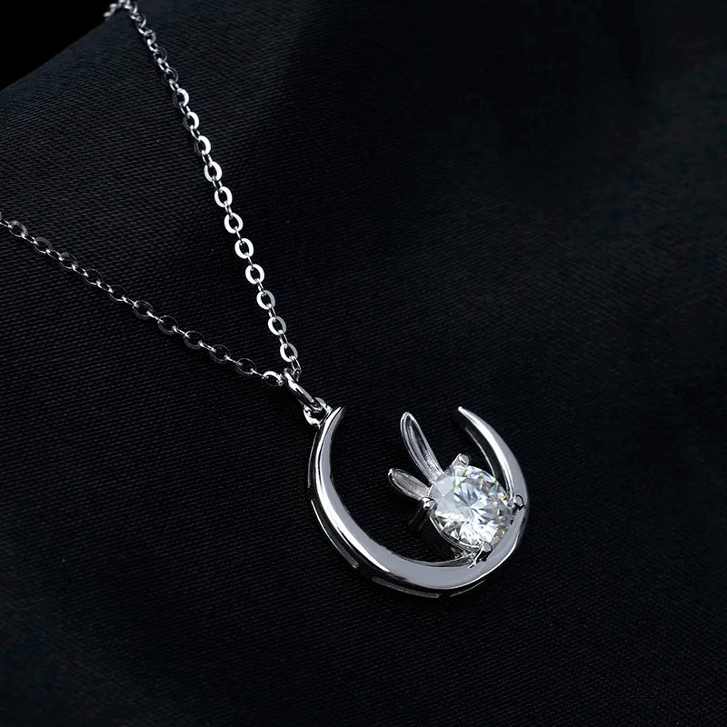 Jeweller Buy 1 Carat Cute Rabbit Moissanite Diamond Pendant on S925 925 Sterling Silver Link Chain Trendy Necklace