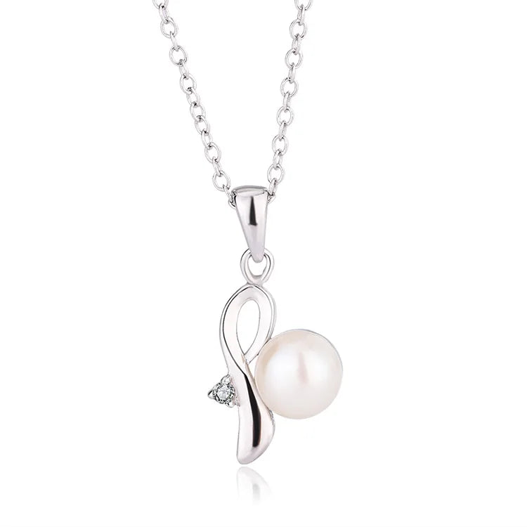 Wholesale ladies fine zirconia jewelry 925 sterling silver fresh water pearl earring pendant necklace set