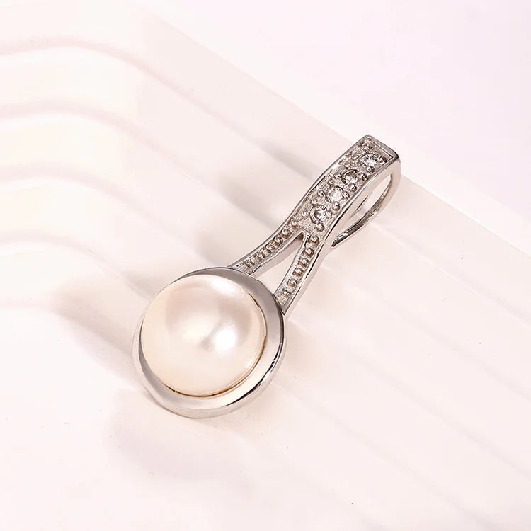 Vintage 925 sterling silver moissanite set large freshwater pearl pendant for women