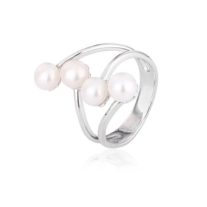 Custom original unique freshwater pearl engagement silver ring in sterling silver