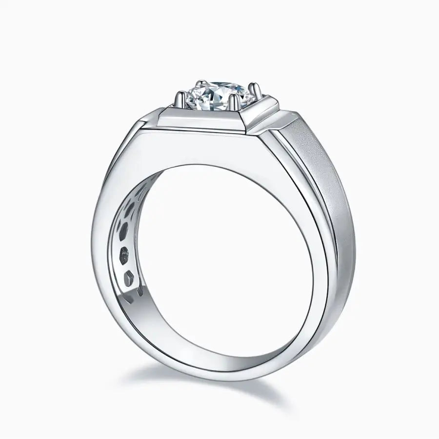 Eternal Land 1 Carat Dazzling Moissanite Ring - Elegant 925 Silver Men's Wedding Band, Perfect for Anniversaries & Gifts