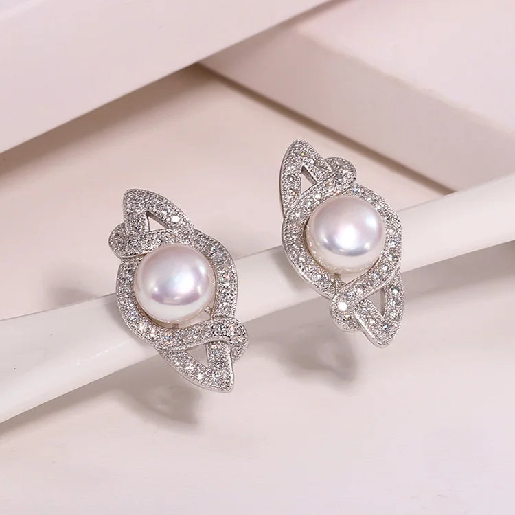 Wholesale personalized fashion jewelry charms zirconia ladies s925 925 silver pearl earrings