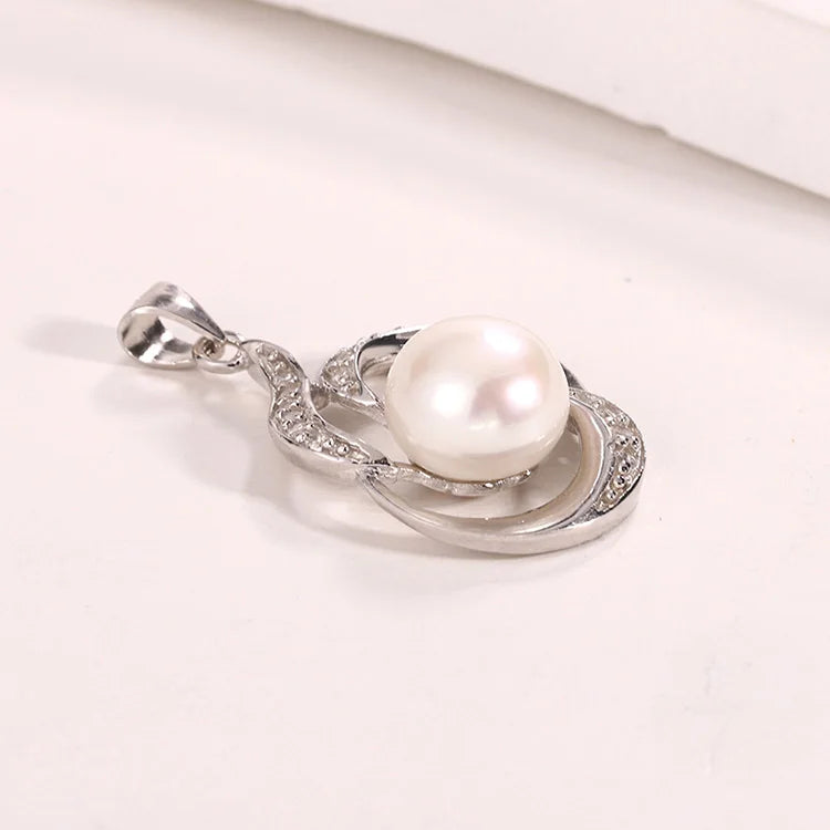 Wholesale ring interwoven 925 sterling silver freshwater pearl charm ladies pendant