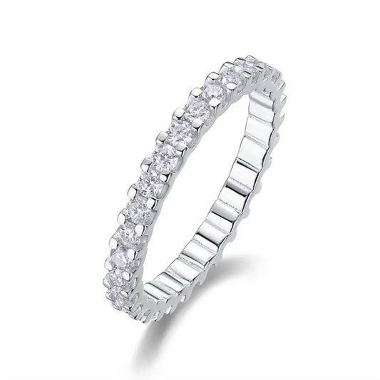 Unisex 925 Sterling Silver 2mm Real Moissanite Eternity Wedding Band White Gold Plated Fine Jewelry Women Passes Wholesale