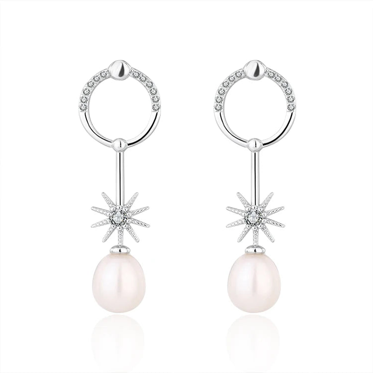 Trendy wholesale bulk fashion jewelry ladies zircon 925 silver pearl studs earrings for women