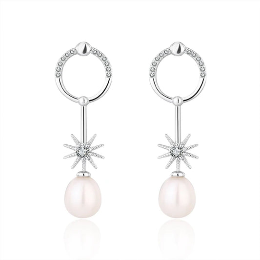 Trendy wholesale bulk fashion jewelry ladies zircon 925 silver pearl studs earrings for women