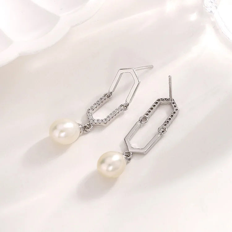 Wholesale bulk fashion fine 925 silver jewelry custom women cultured water pearl earrings