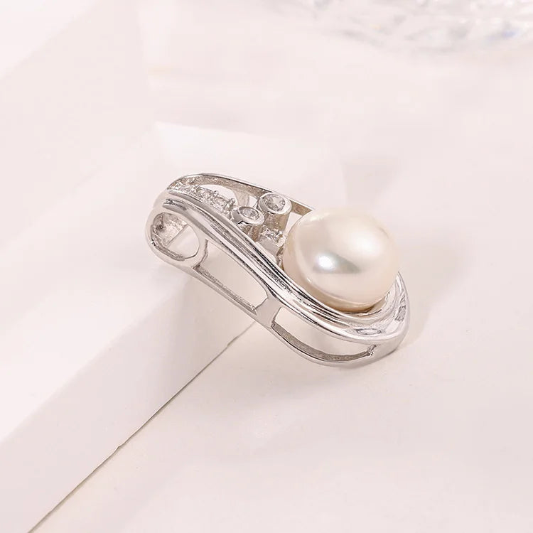 Personalized unique 925 sterling silver freshwater pearl and zircon diamond pendant for women