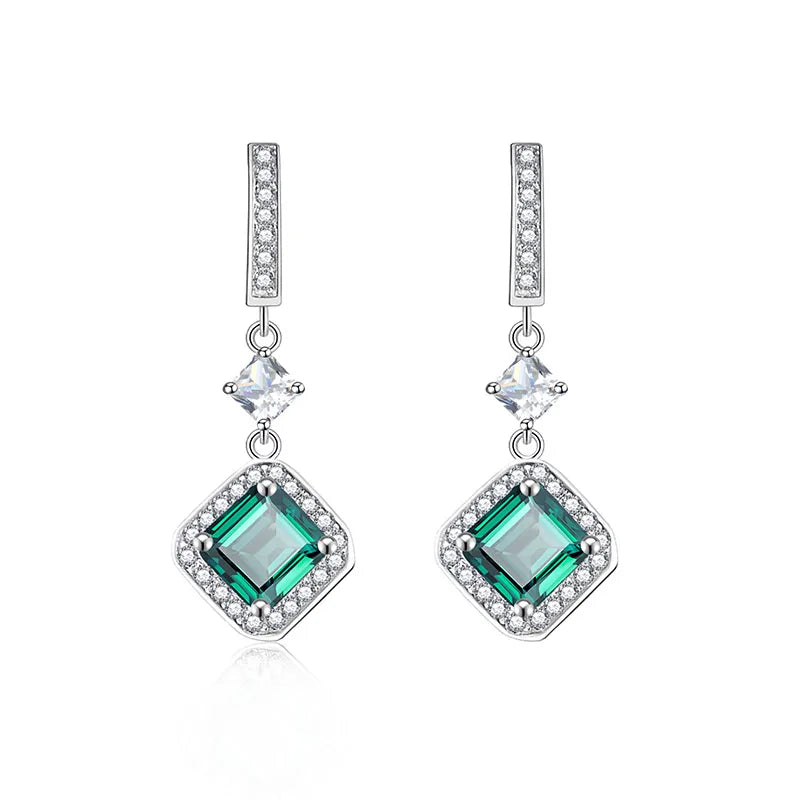 Jeweller Buy Asscher Cut Emerald Moissanite Diamond Earrings 925 Sterling Silver Huggie Dangle Drop