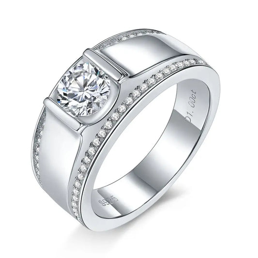 Charming Moissanite Men's Ring, 1/2 Carat, 925 Silver, Ideal for Daily Wear & Special Occasions