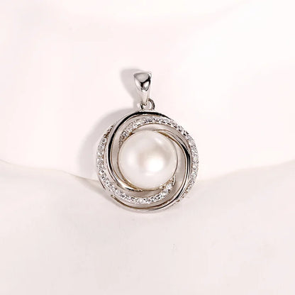 Custom fashion fine sterling silver 925 jewellery pearl round charm pendant necklace for women wholesale