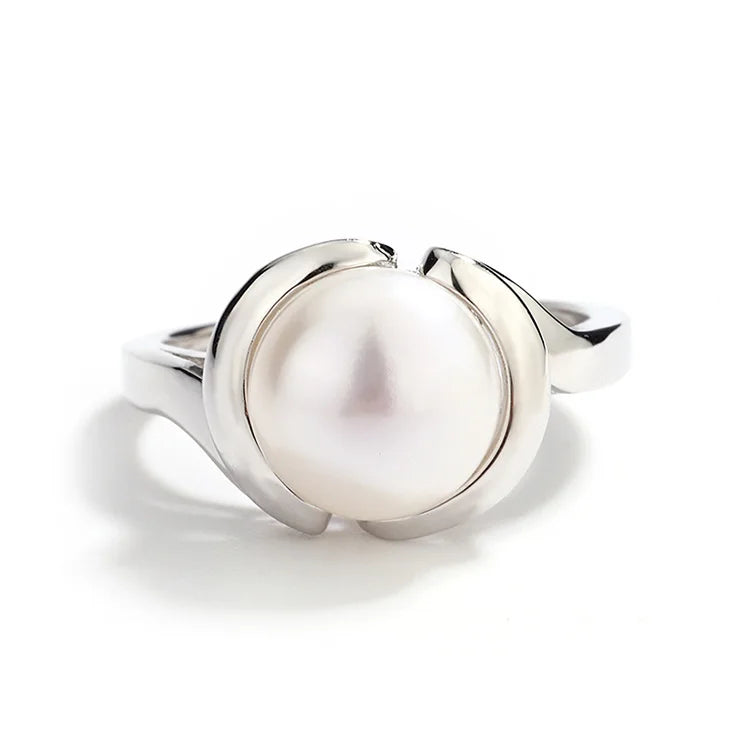 Women fine fingers luxury jewelry 925 sterling silver casual freshwater pearl ring for ladies