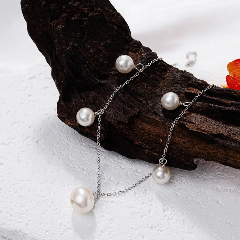 High quality fashion jewelry trendy dainty simple natura pearl 925 sterling silver women necklace