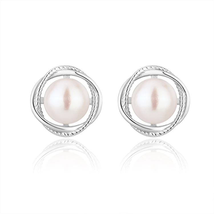 Women fine jewelry 925 sterling silver classy dainty elegant pearl flower earrings