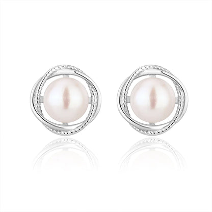 Women fine jewelry 925 sterling silver classy dainty elegant pearl flower earrings