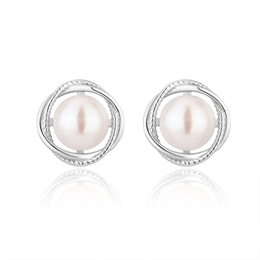 Women fine jewelry 925 sterling silver classy dainty elegant pearl flower earrings