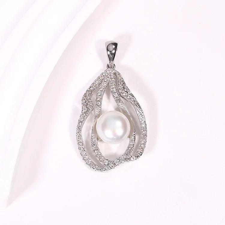 Custom cz 925 sterling silver moissanite diamond pendant with freshwater pearl