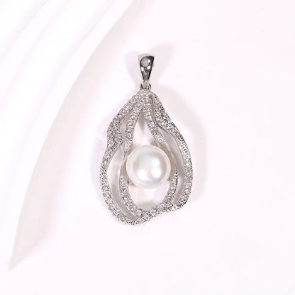 Custom cz 925 sterling silver moissanite diamond pendant with freshwater pearl