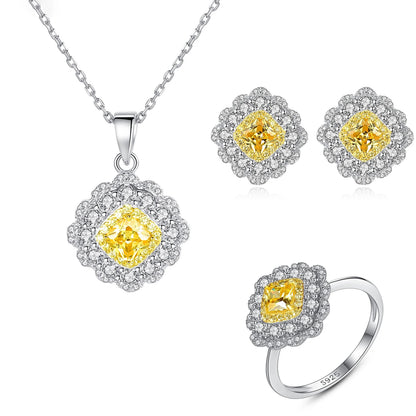 Jewelry Set 925 Sterling Silver Women Jewelry Zircon Stone Ring Necklace Earring Non Tarnish Rhodium Plated Jewelry Sets