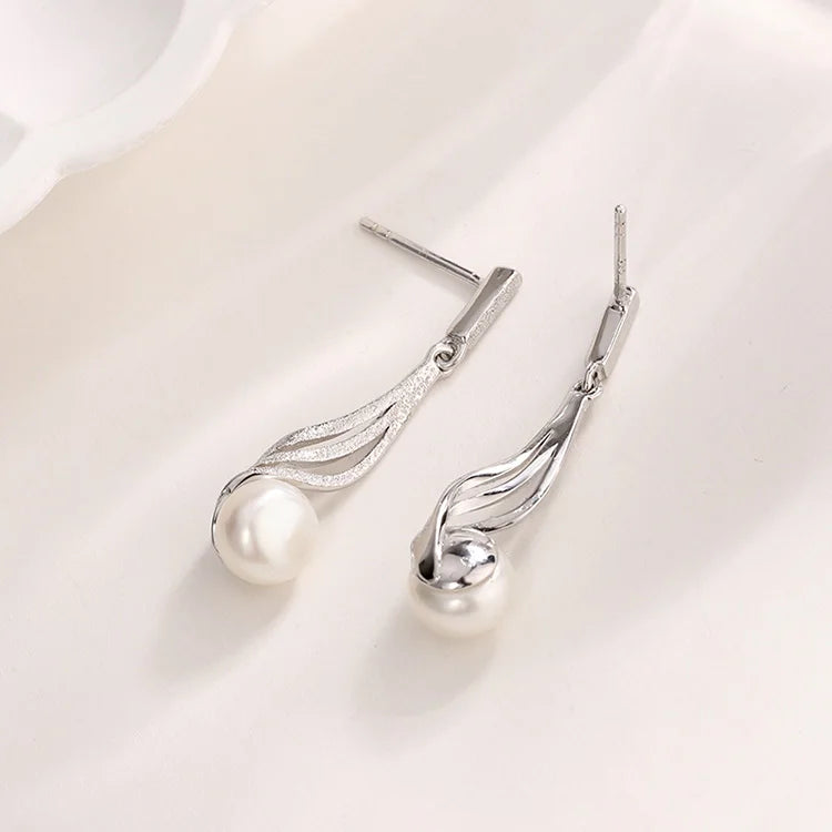 Custom logo earring manufacturer 2024 trend jewelry women zirconia s925 sterling 925 silver simple natural pearl earrings