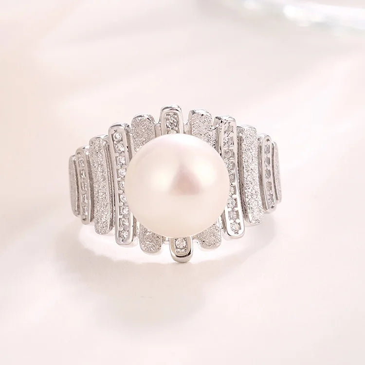 Engagement ladies 925 sterling silver casual freshwater pearl ring for women