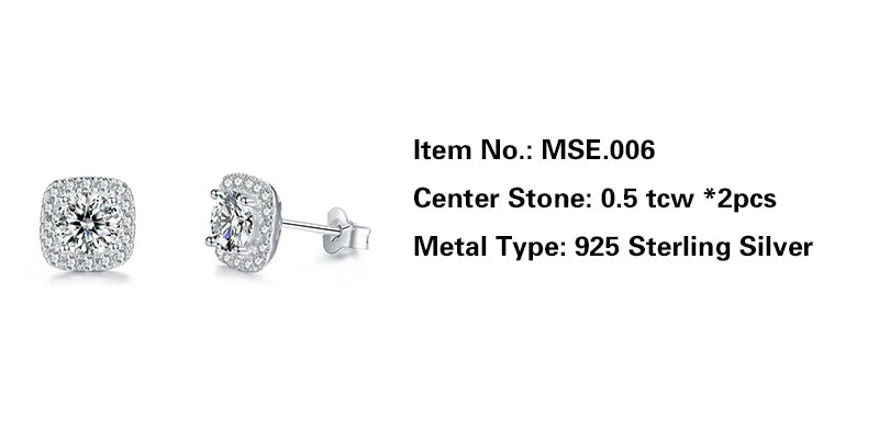 Jeweller Buy Square & Round Brilliant Cut Moissanite Diamond Cluster Stud Earrings 925 Sterling Silver Cute Style