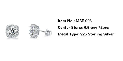 Jeweller Buy Square & Round Brilliant Cut Moissanite Diamond Cluster Stud Earrings 925 Sterling Silver Cute Style