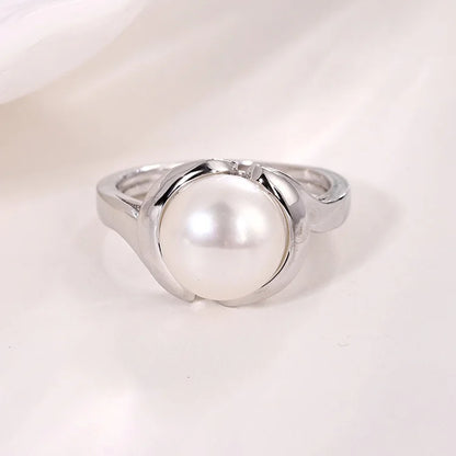 Women fine fingers luxury jewelry 925 sterling silver casual freshwater pearl ring for ladies