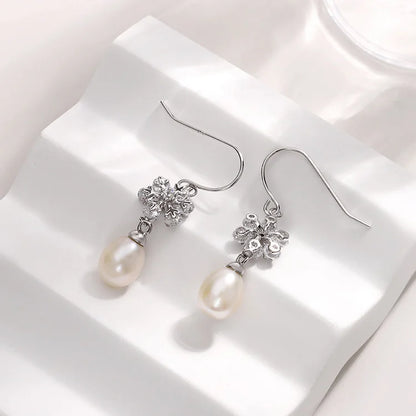 925 sterling silver statement vintage wedding diamond and pearl bridal wedding earrings