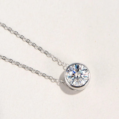 Jeweller Buy Brilliant Round Cut Moissanite Pendant On S925 Sterling Silver Link Chain Trendy Necklace