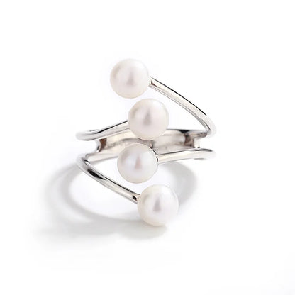 Custom original unique freshwater pearl engagement silver ring in sterling silver