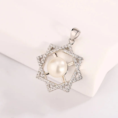 Custom name 925 sterling silver fashion jewelry diamond square zircon single pearl pendant for women wholesale