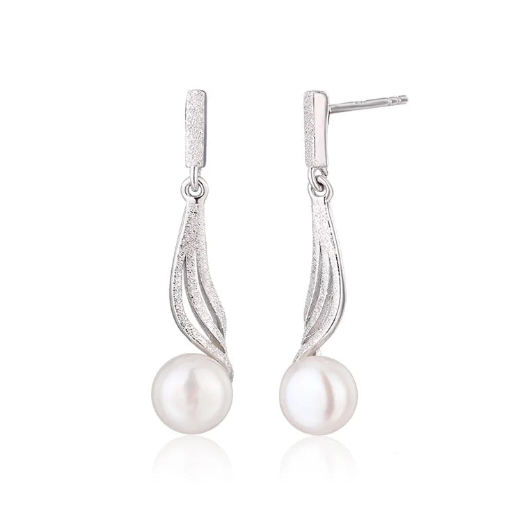 Custom logo earring manufacturer 2024 trend jewelry women zirconia s925 sterling 925 silver simple natural pearl earrings