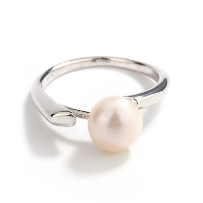 Fashion and simplicity 925 sterling silver fresh water real pearl ring