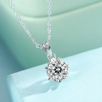 Jeweller Buy 0.5-5 CT VVS D Moissanite Diamond Pendant Snowflake Shape 925 Sterling Silver Link Chain Necklace Trendy Wedding Gift