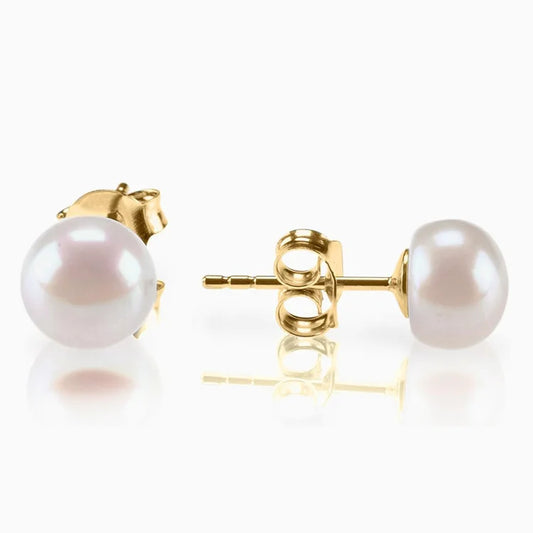 Popular Minimalist Simple 925 Sterling Silver 14K 18K Gold Plated Freshwater Cultured Stud Pearl Earrings