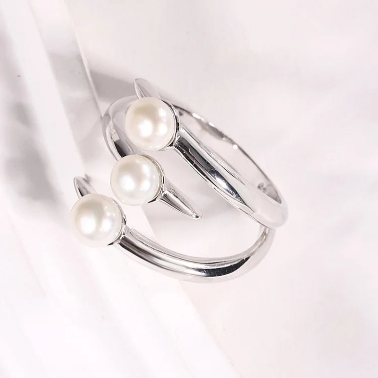 Best price custom classy pure 925 sterling silver women freshwater pearl ring