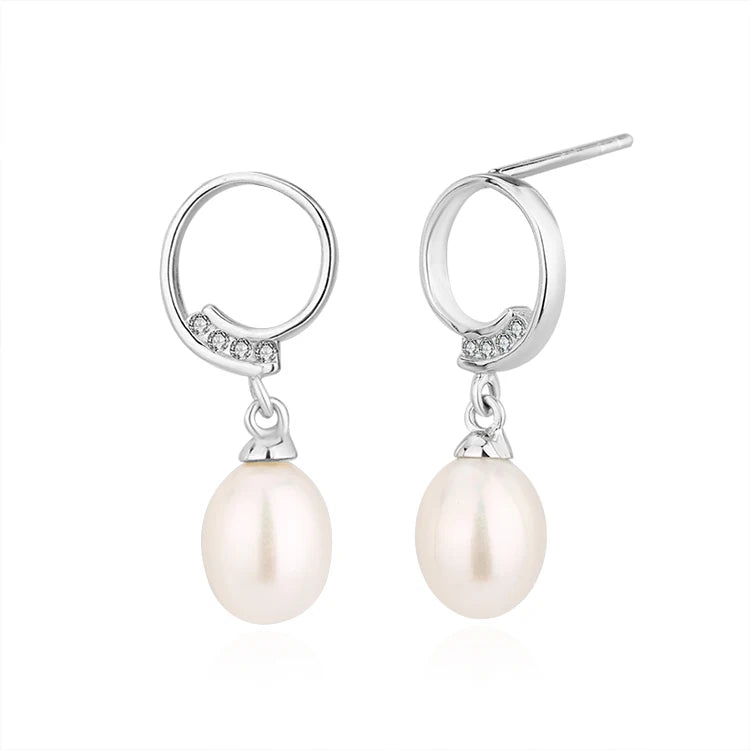 7 mm pearl funky fashion 925 sterling silver freshwater cultured pearl women earrings