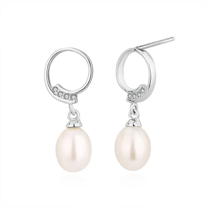 7 mm pearl funky fashion 925 sterling silver freshwater cultured pearl women earrings