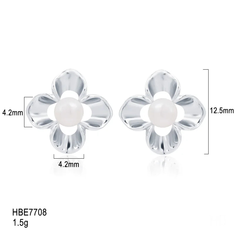 High Finish Lady 925 silver pearl flower earrings Personalized Fine Jewelry  Suitable Accessory For Young Women