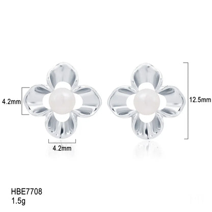 High Finish Lady 925 silver pearl flower earrings Personalized Fine Jewelry  Suitable Accessory For Young Women